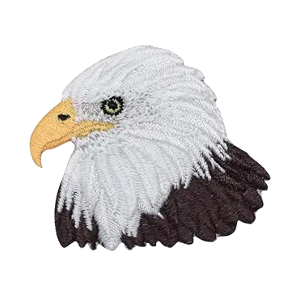 Bald eagle head embroidered patch