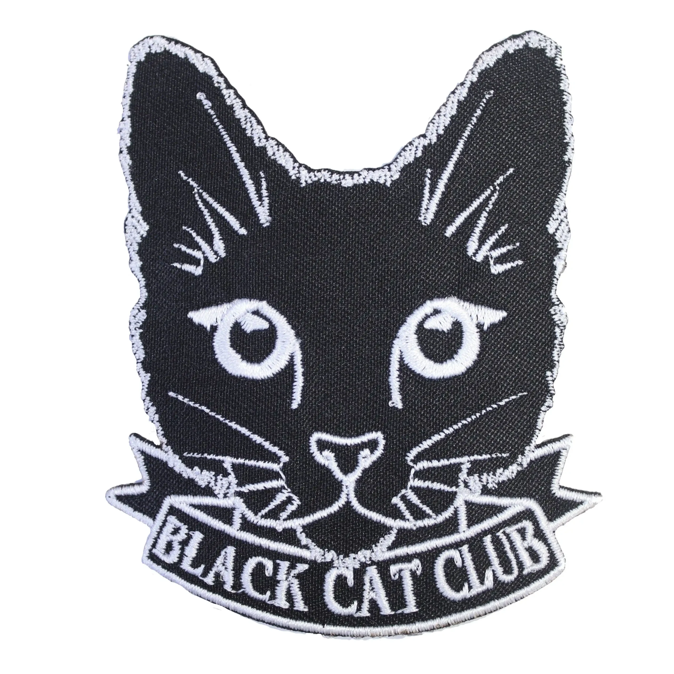 Black cat club embroidered patch