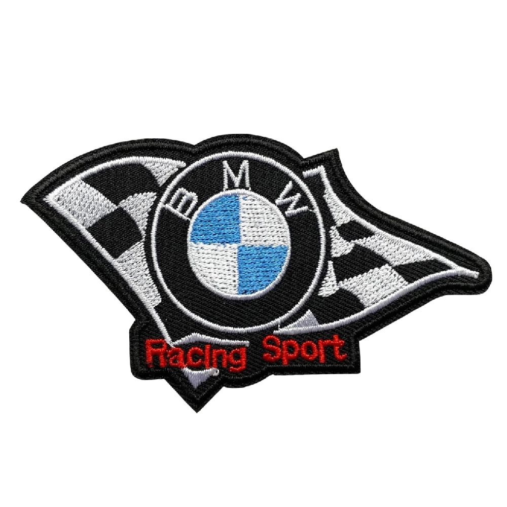 Bmw racing sport checkered flag patch