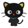 Chibi black cat embroidered patch