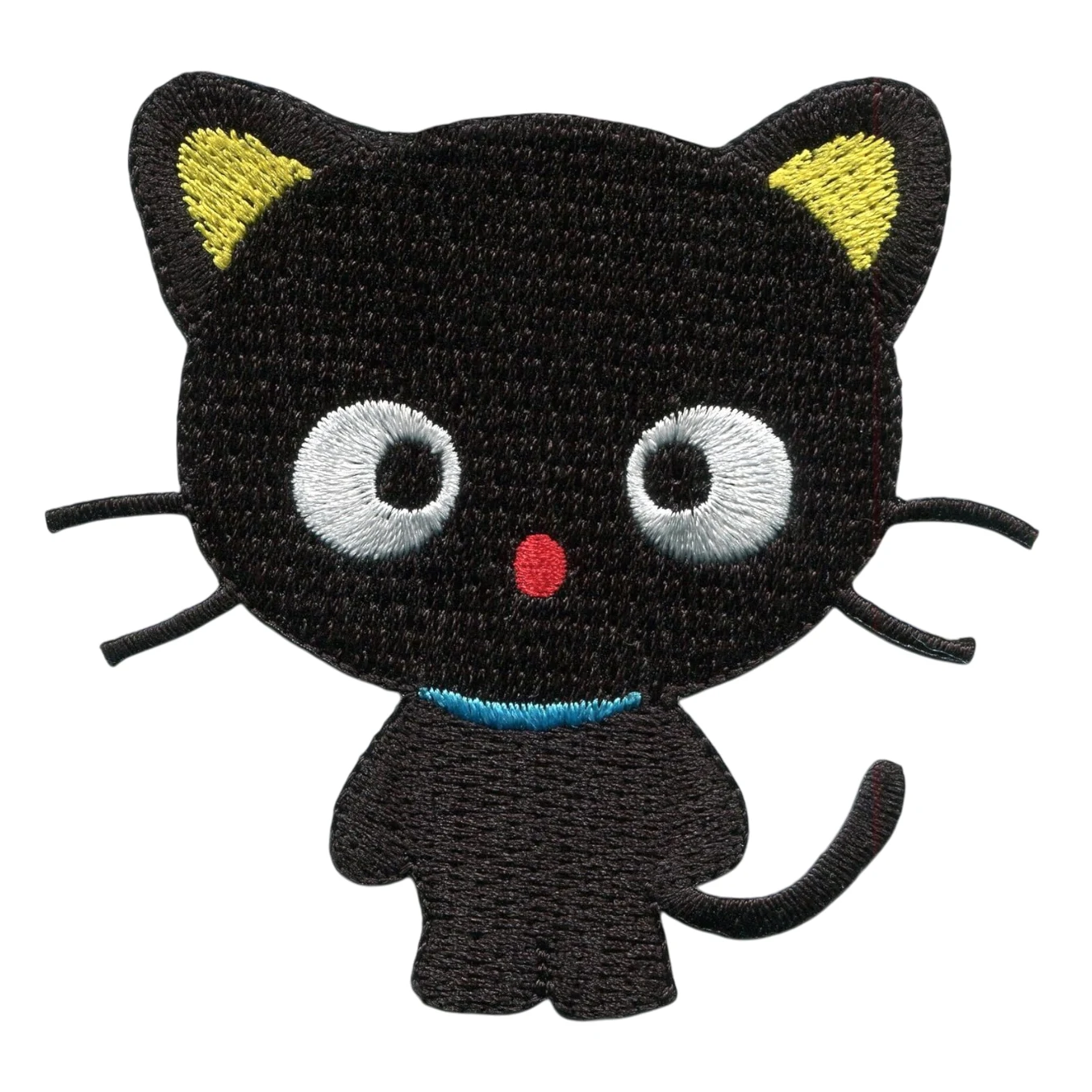 Chibi black cat embroidered patch