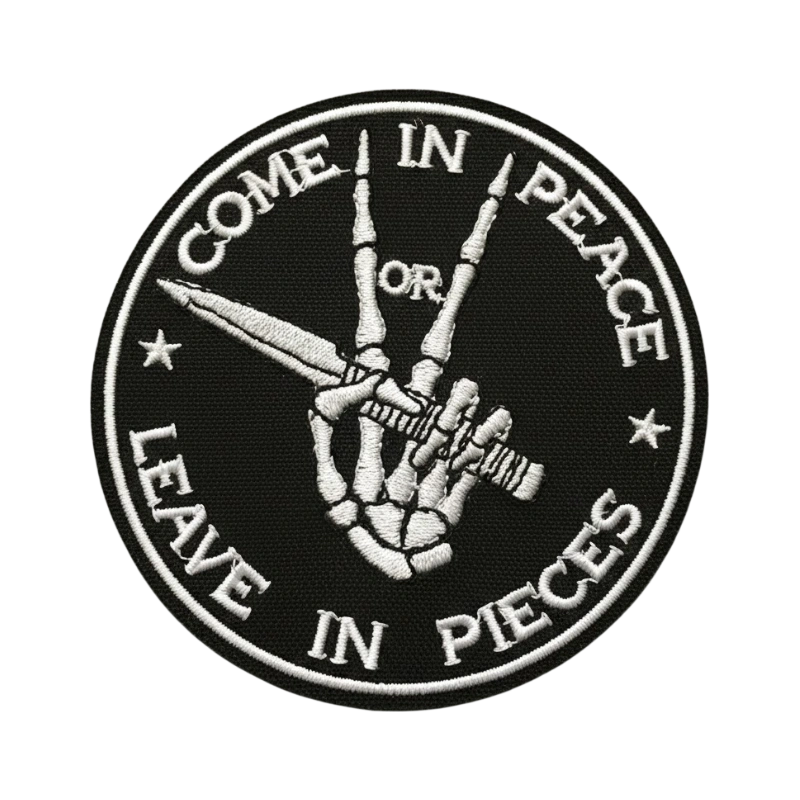 Come In Peace Skeleton Hand Patch