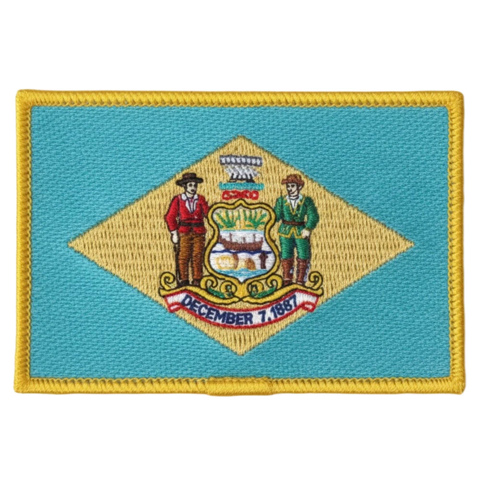 Delaware flag golden border patch
