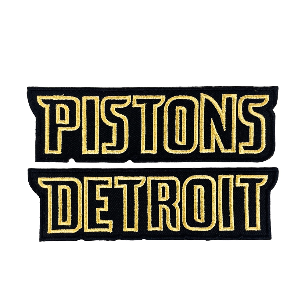 Detroit pistons black gold letters patch