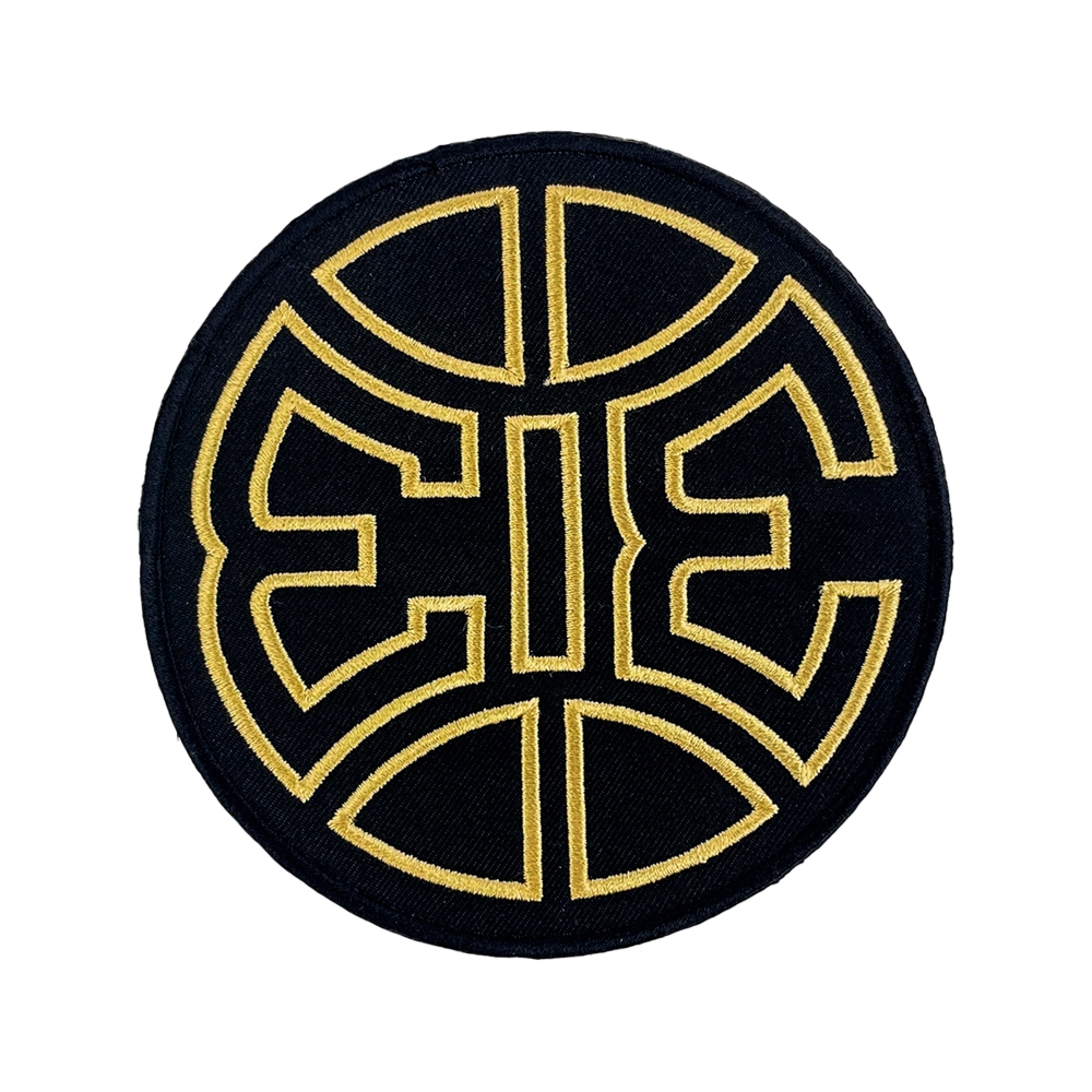 Detroit pistons black gold round logo patch
