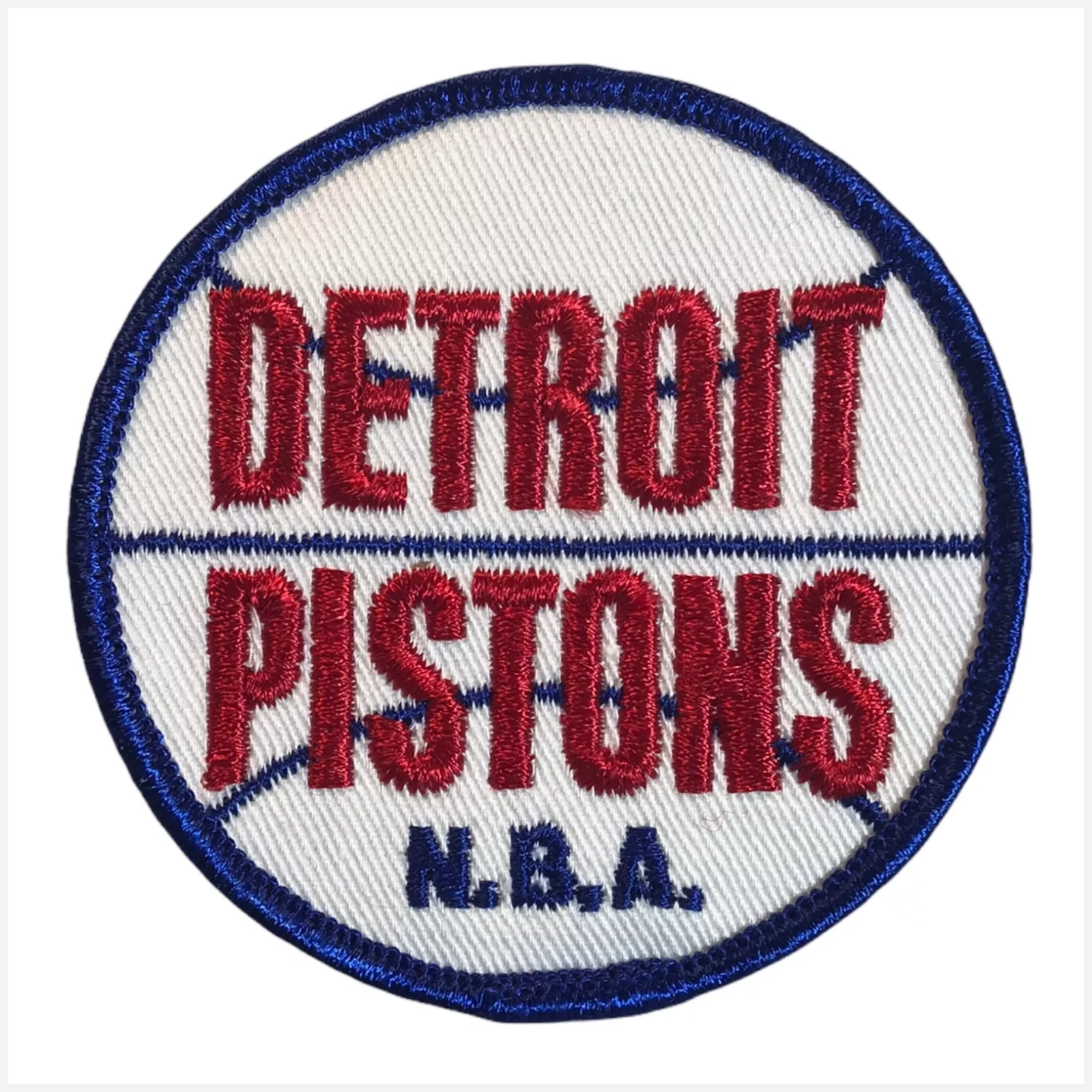 Detroit pistons white retro round patch