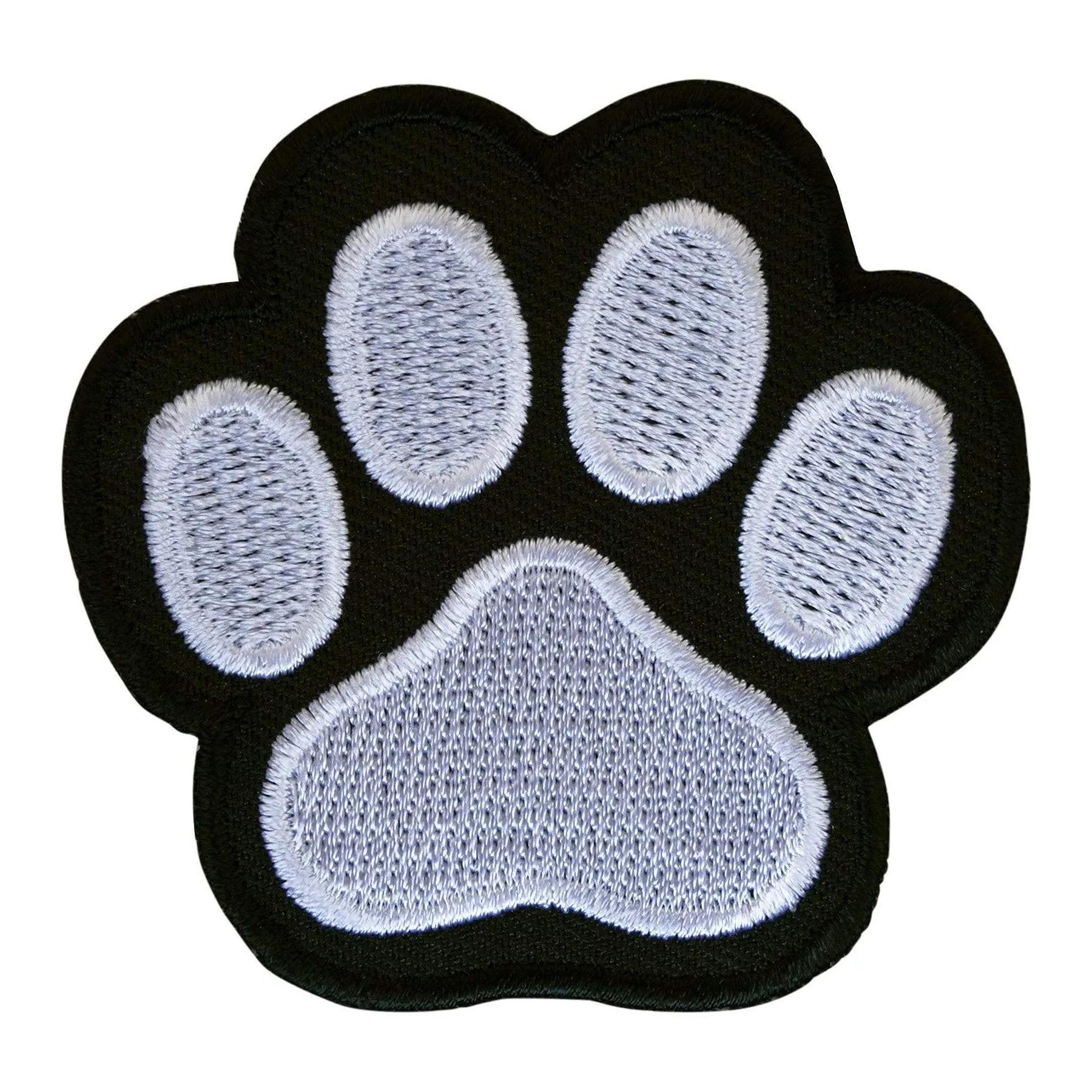 Dog black and white paw embroidered patch