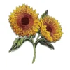 Double sunflower embroidered patch