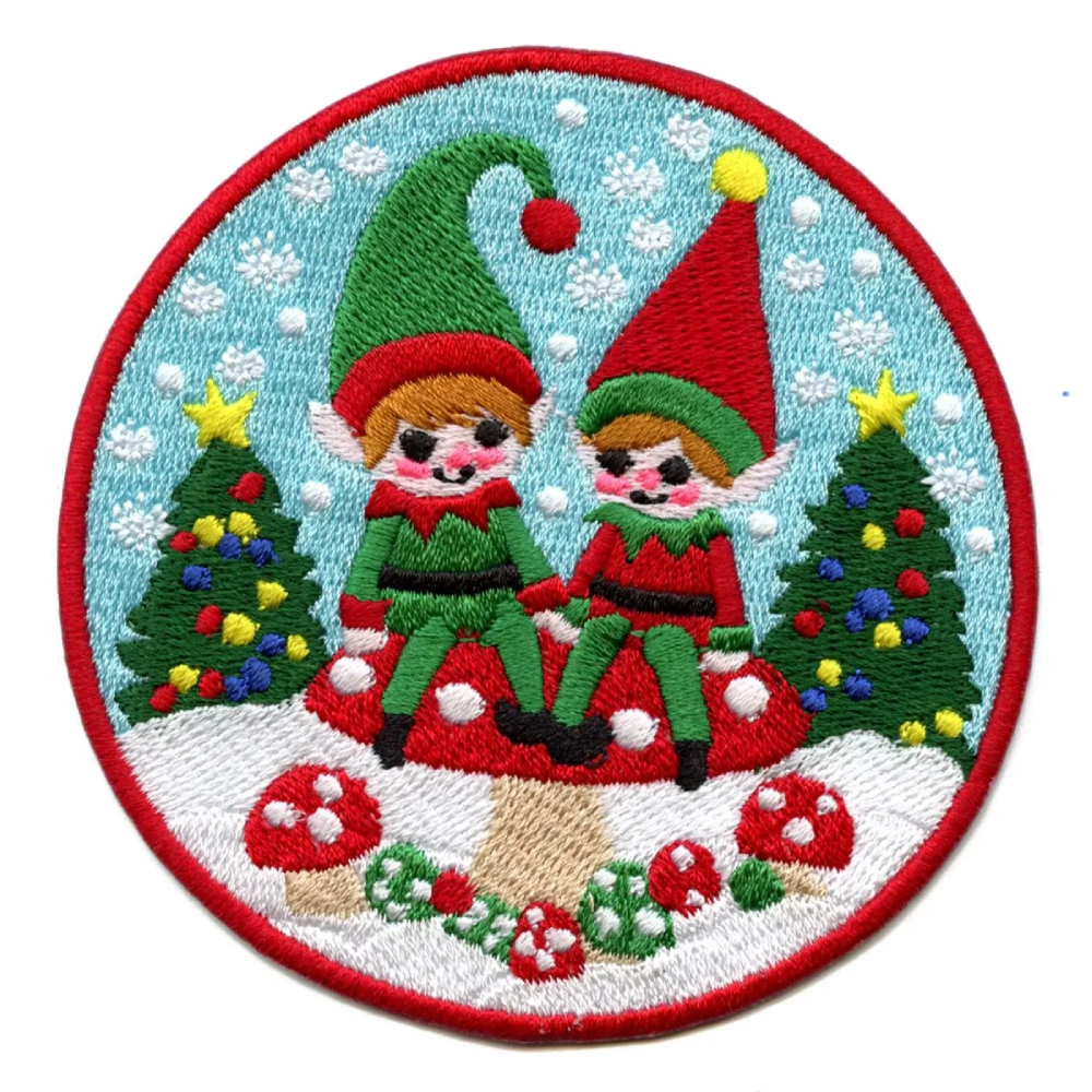 Christmas Elves on Mushroom Patch