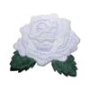 Iridescent white rose embroidery patch