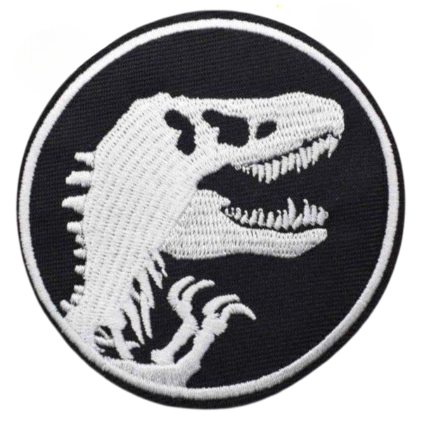 Jurassic park t rex skeleton round patch