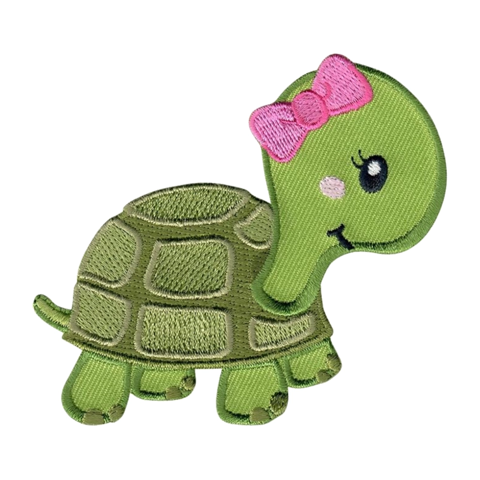 Kawaii turtle embroidered iron on patch