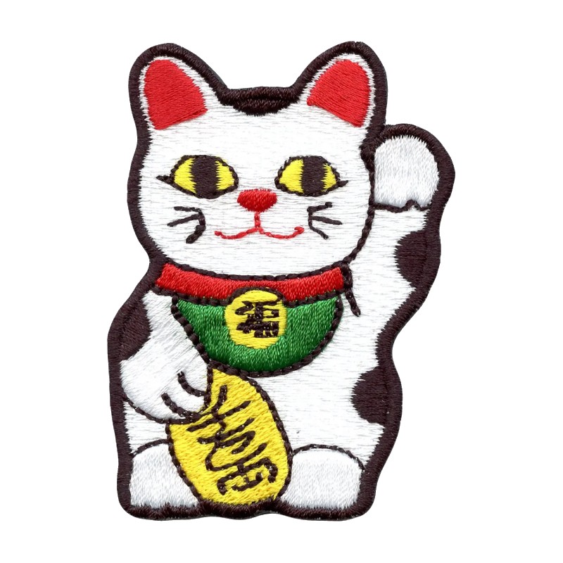 Lucky maneki neko cat embroidered patch