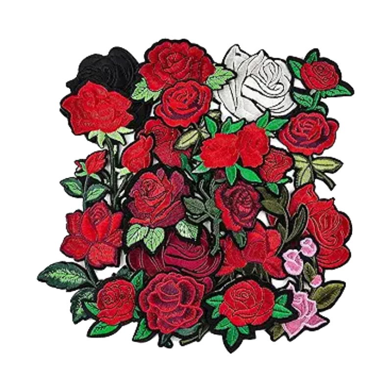 Luxury embroidered rose patch