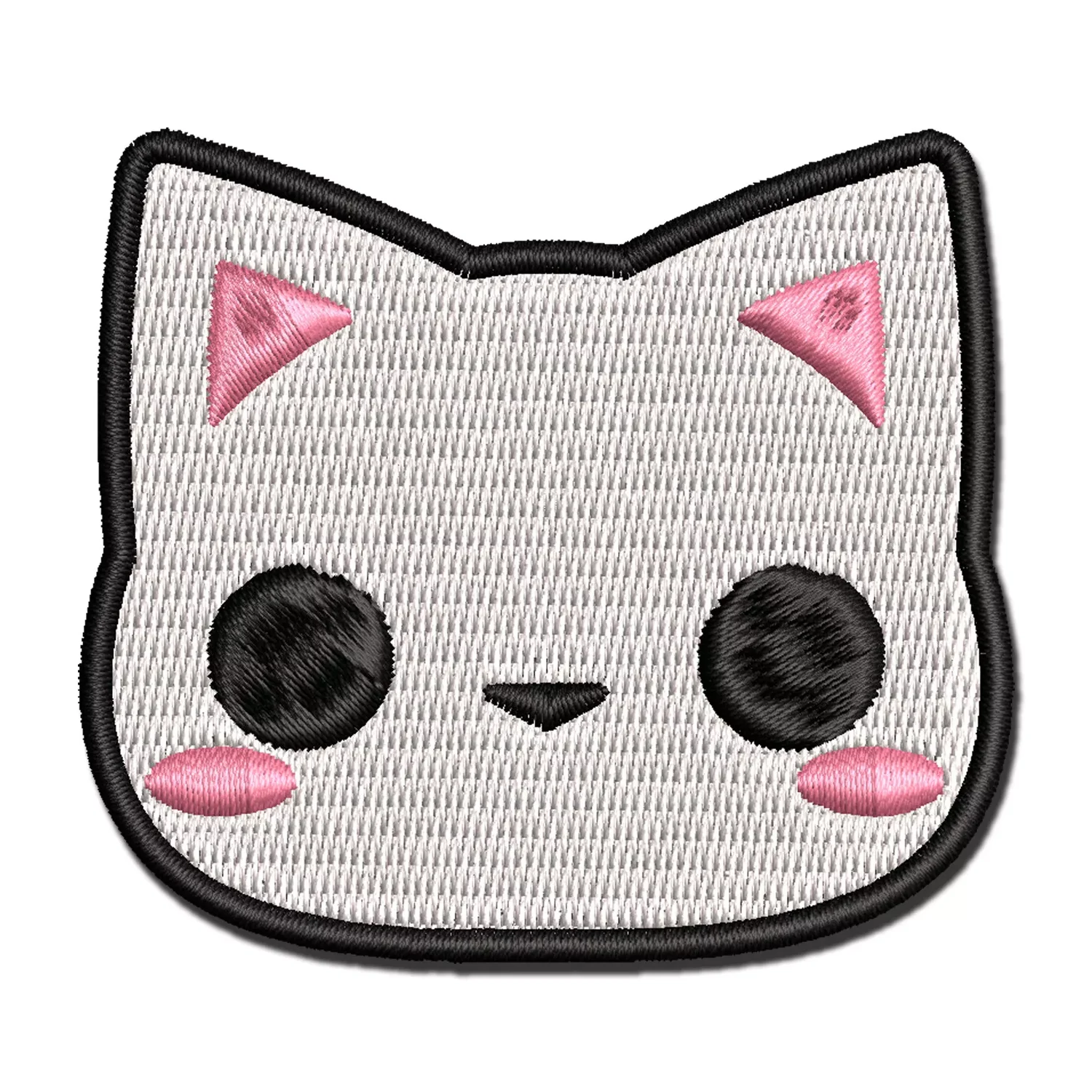 Minimalist kawaii chibi cat face embroidered patch