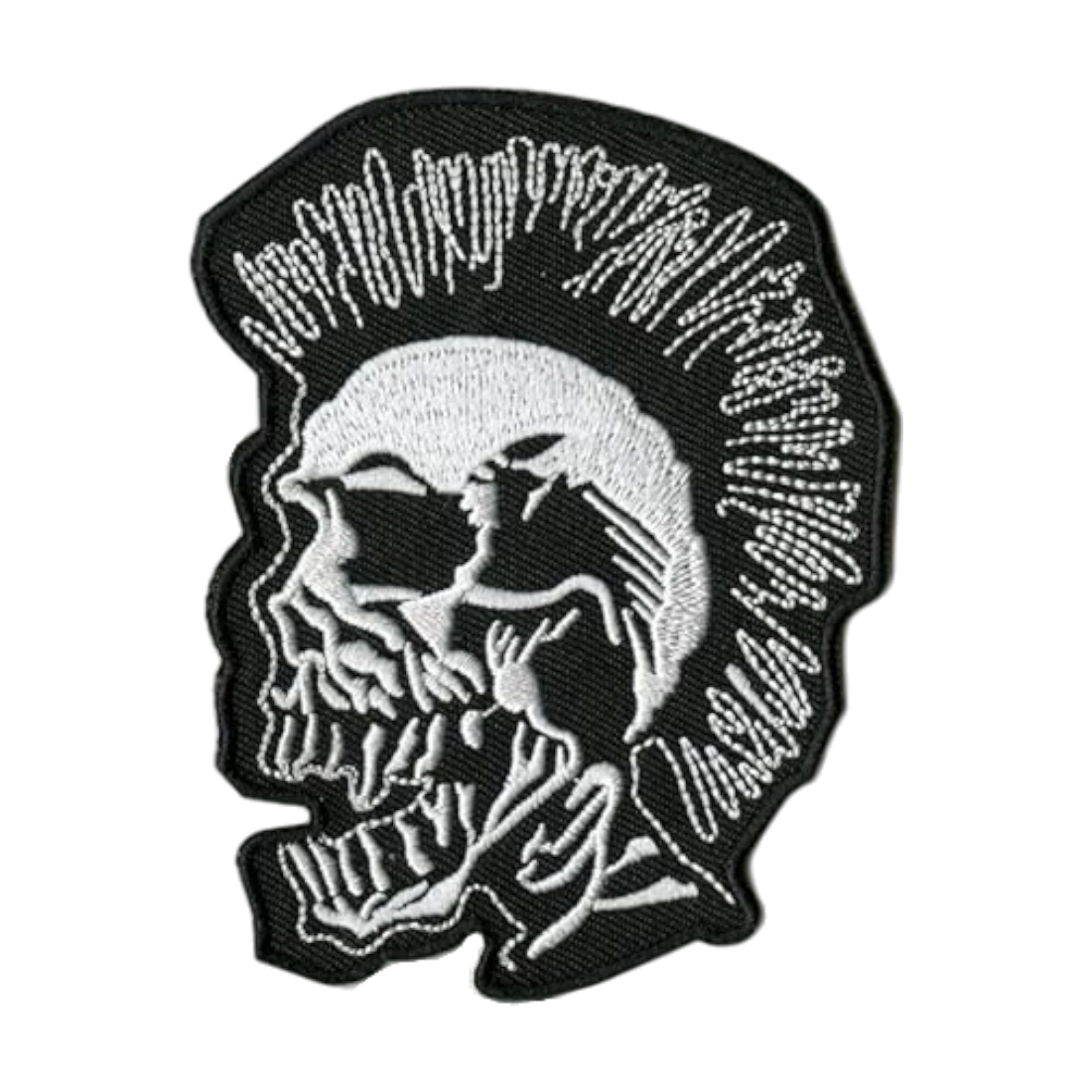 Mohawk punk skull embroidered patch