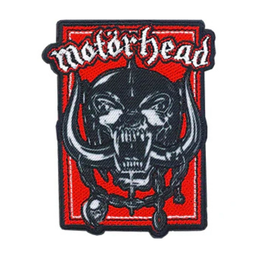 Motorhead red logo with iconic warpig patch