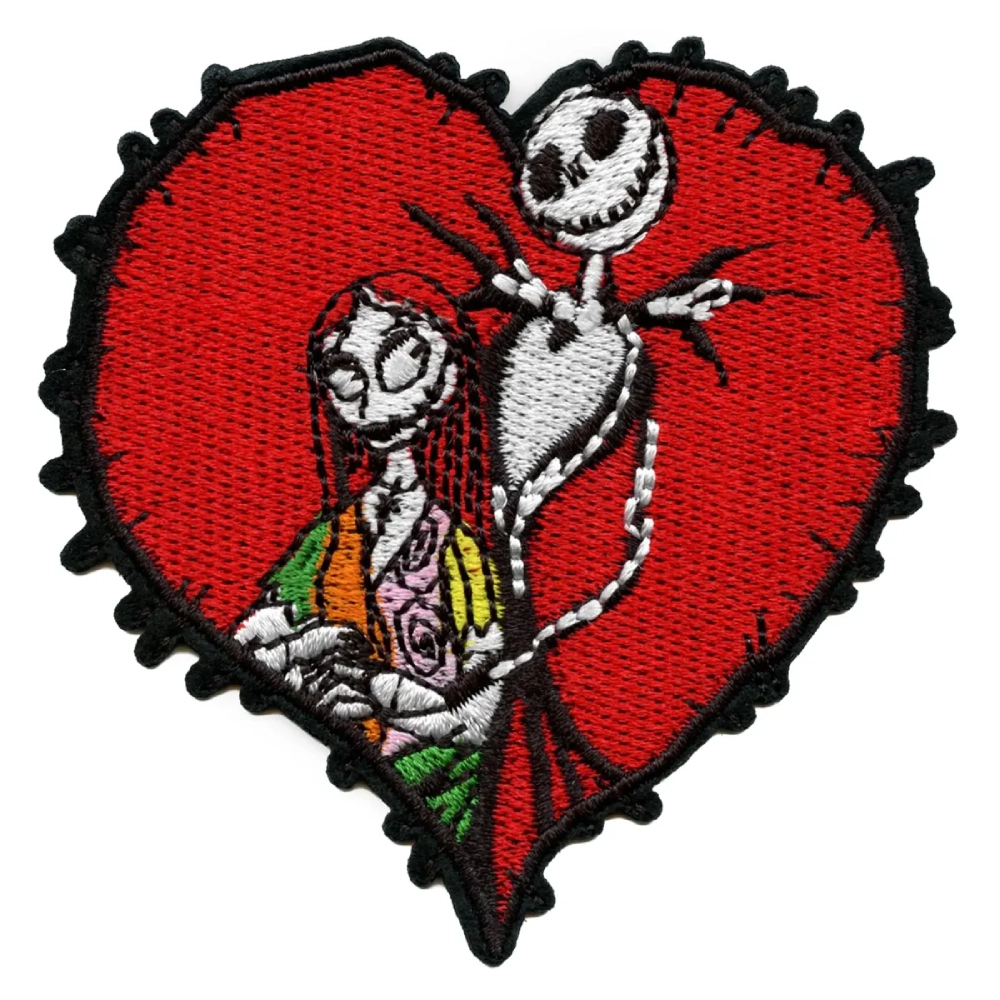 Nightmare before christmas jack skellington and sally heart patch