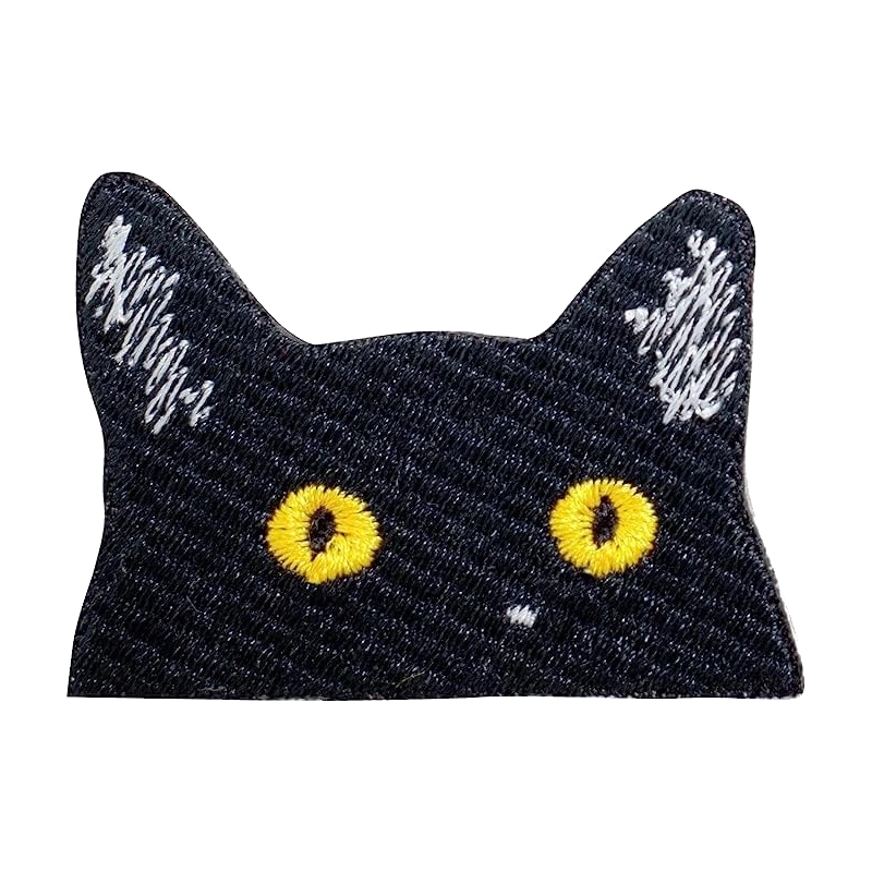 Peeking black embroidered iron on patch