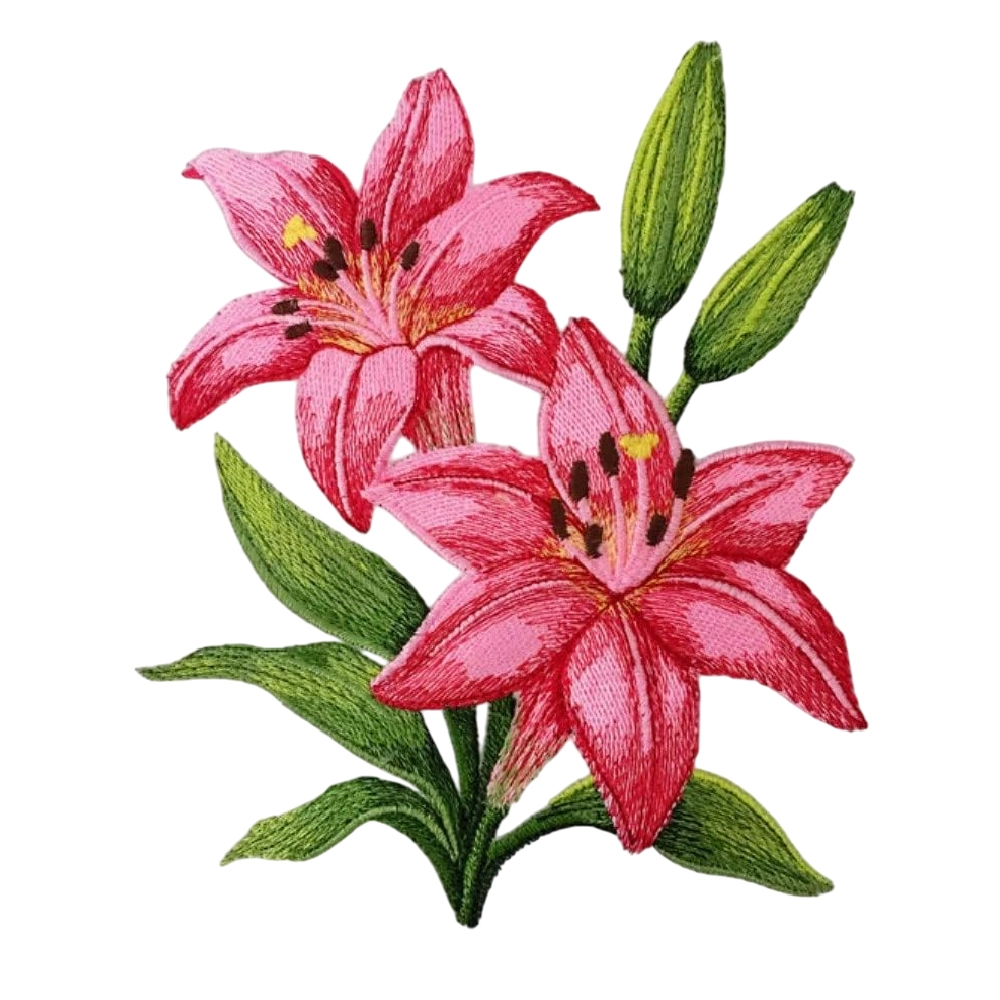 Lily Pink Floral Flower Stargazer Patch