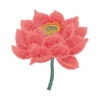 Pink lotus flower embroidered patch