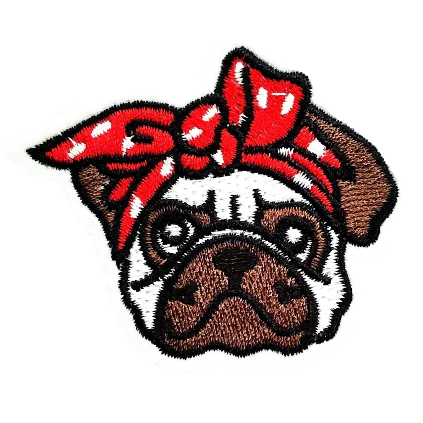 Pug with red bandana white red patch