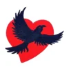 Red Heart Crow Flying Patch