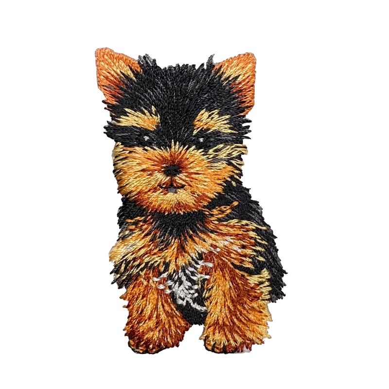 Realistic yorkshire terrier dog embroidered patch