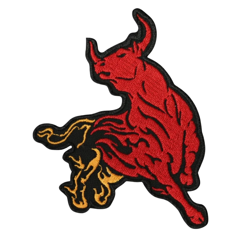 Red bull flaming charging bull patch