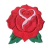 Red rose blooming embroidered patch