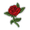 Red rose stem embroidered patch