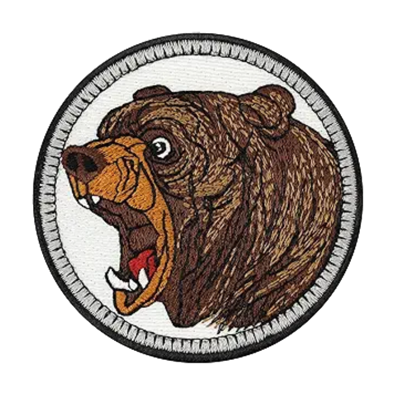 Roaring grizzly bear embroidered patch