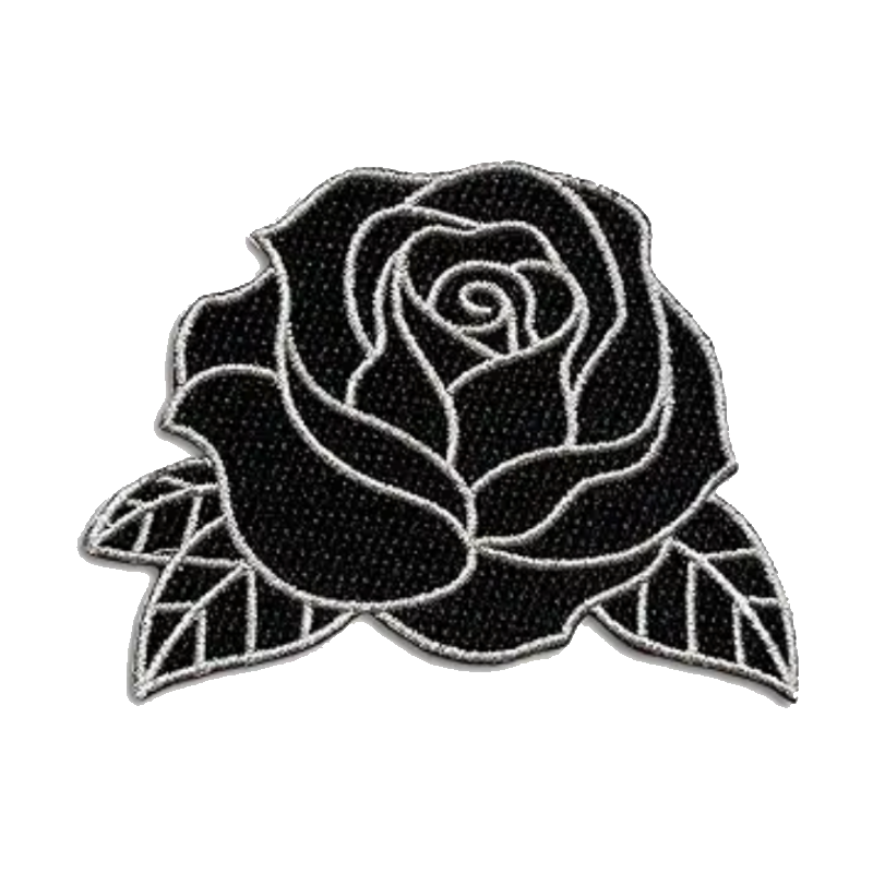 Rose pinsanity black embroidered patch