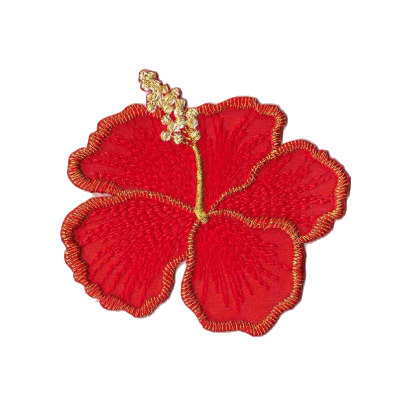 Red Hibiscus Embroidered Patch