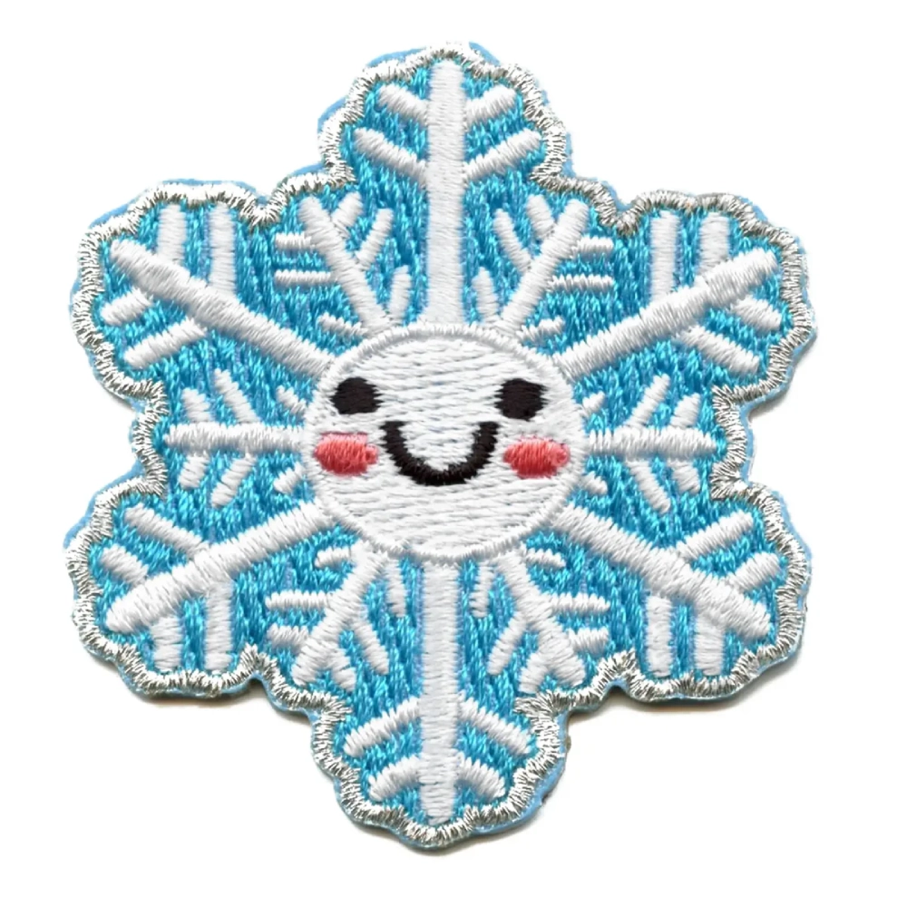 Smiling snowflake embroidered patch