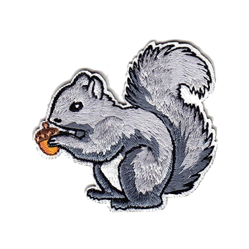 Squirrel with acorn embroidered patch