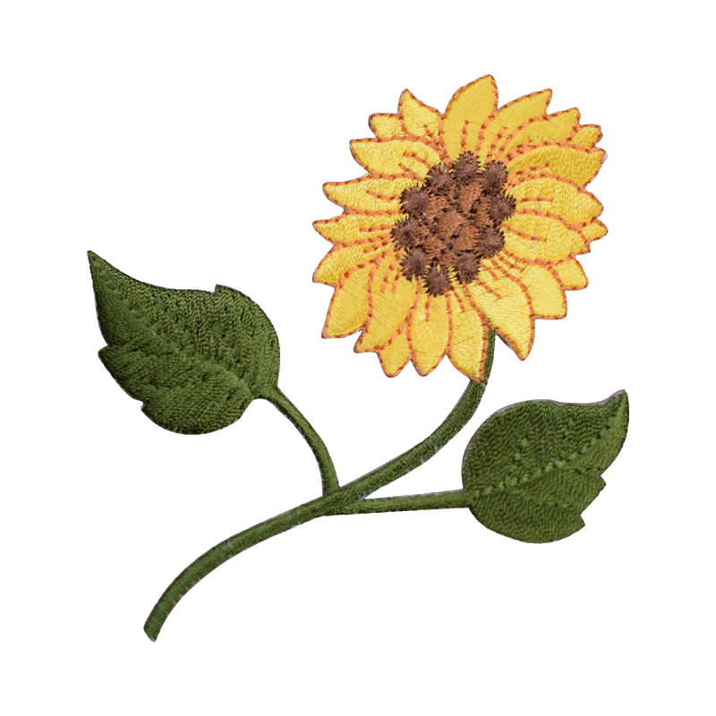 Sunflower stem embroidered patch