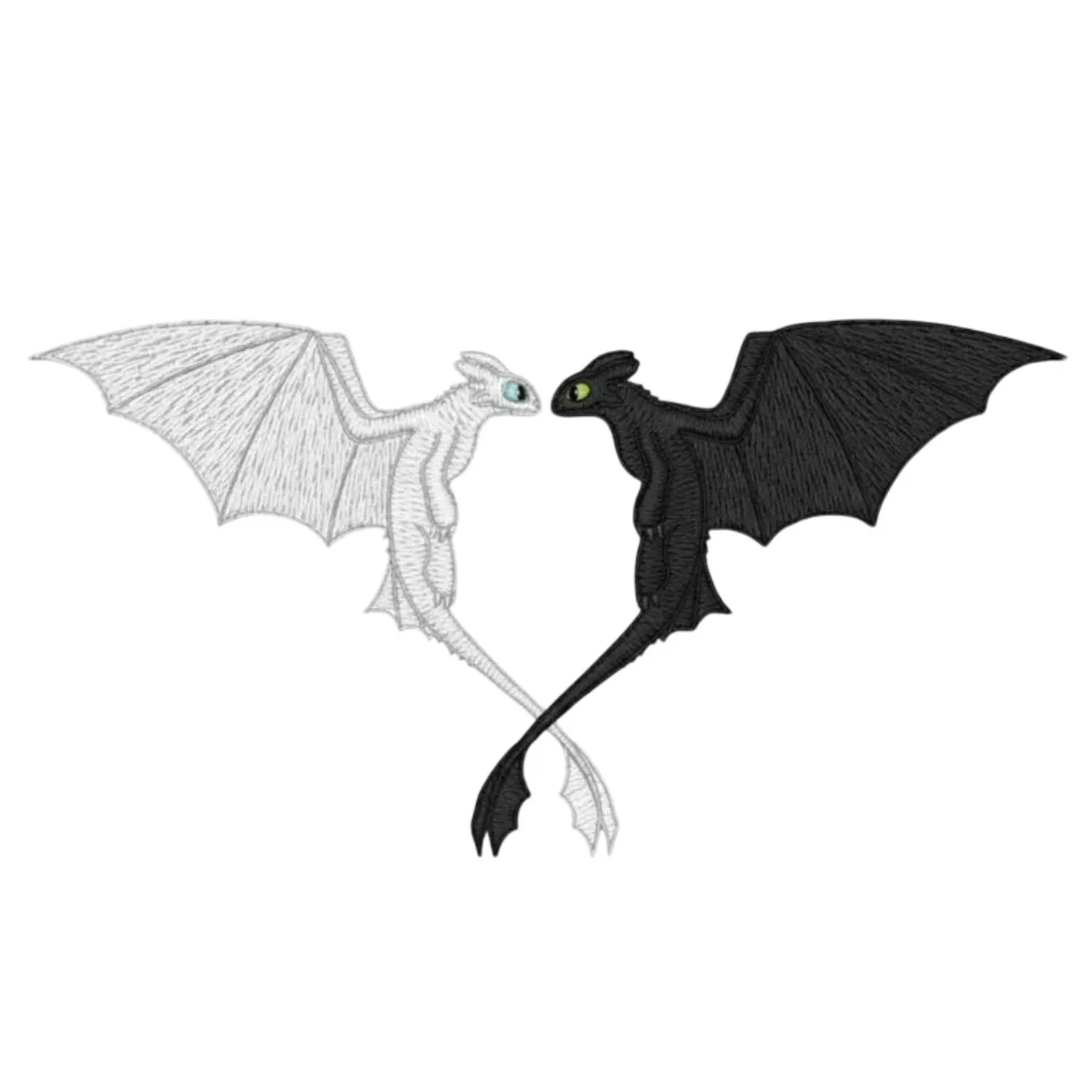 Night Fury and Light Fury Heart Patch