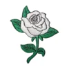 White rose floral flower embroidered patch