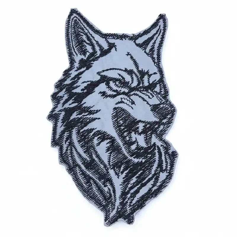 Silver Wolf Head Patch