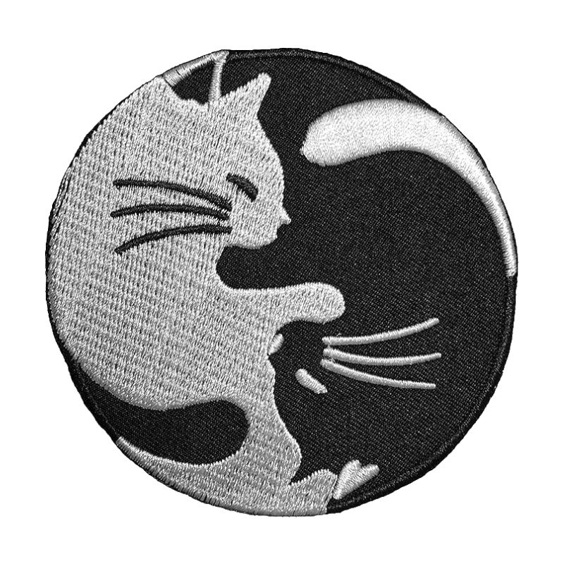 Yin yang cats embroidered patch