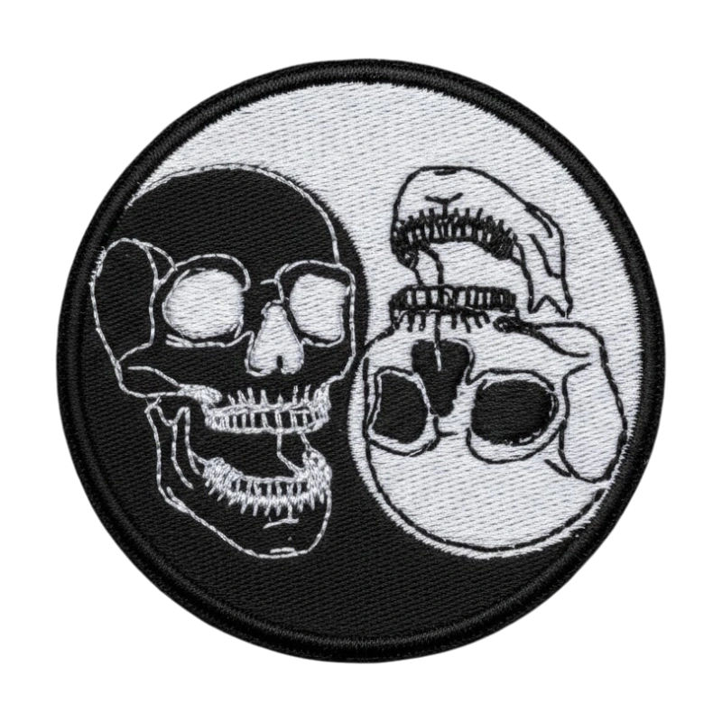 Yin yang skull dual skull round patch